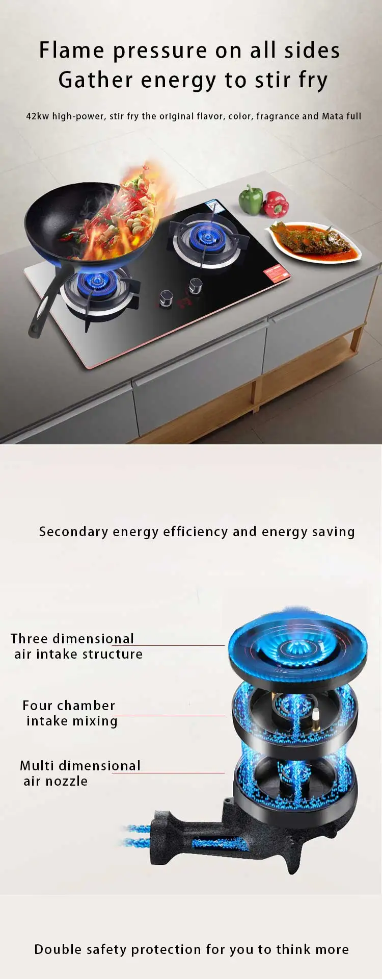 Home intelligent timing gas stove liquefied gas stove High-power flameout protection