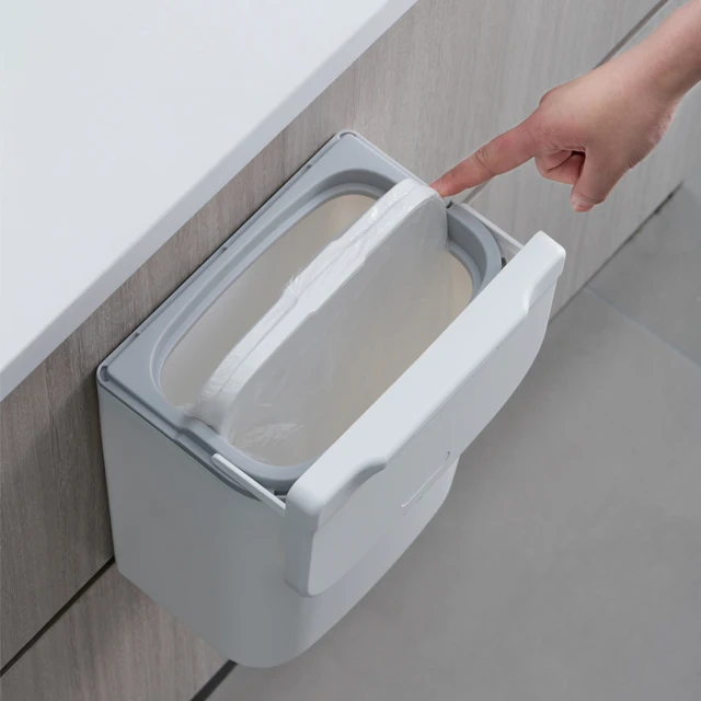 9L trash can kitchen hanging waste binTrash Bags Automatic Closing garbage bin With compression ring