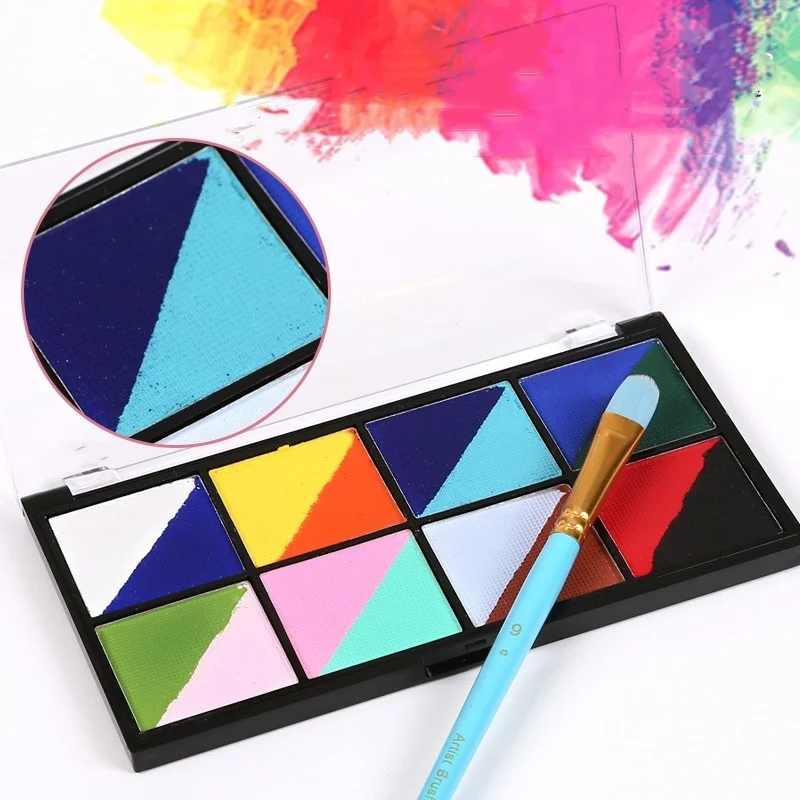 Square Split Metallic Pastel Heart Shaped Water Activated Face Paint Fluorescent Dual Splicing DIY