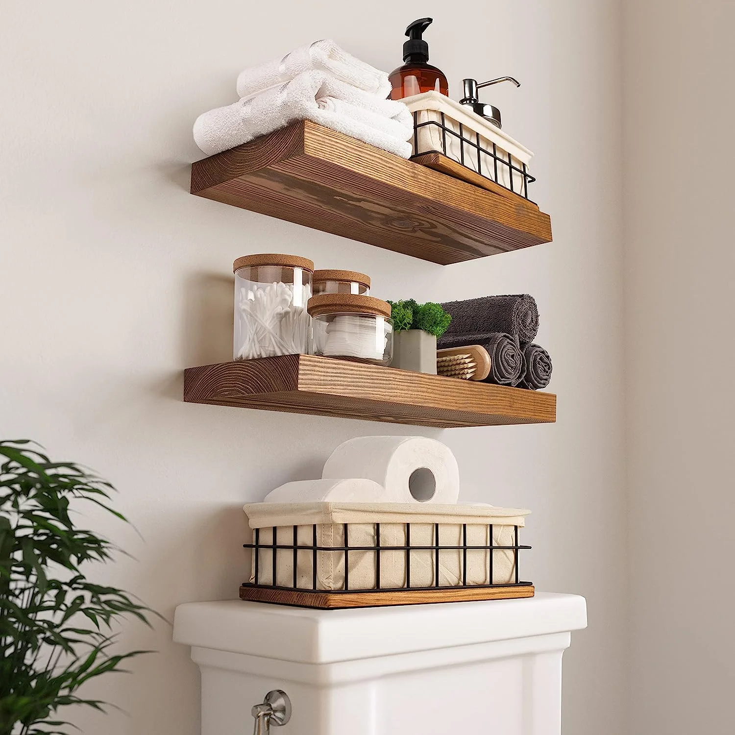 Floating Wood Shelves Rustic Shelf Handcrafted Wide Wooden Wall Shelves for Living Room Bedroom Kitchen Bathroom Farmhouse