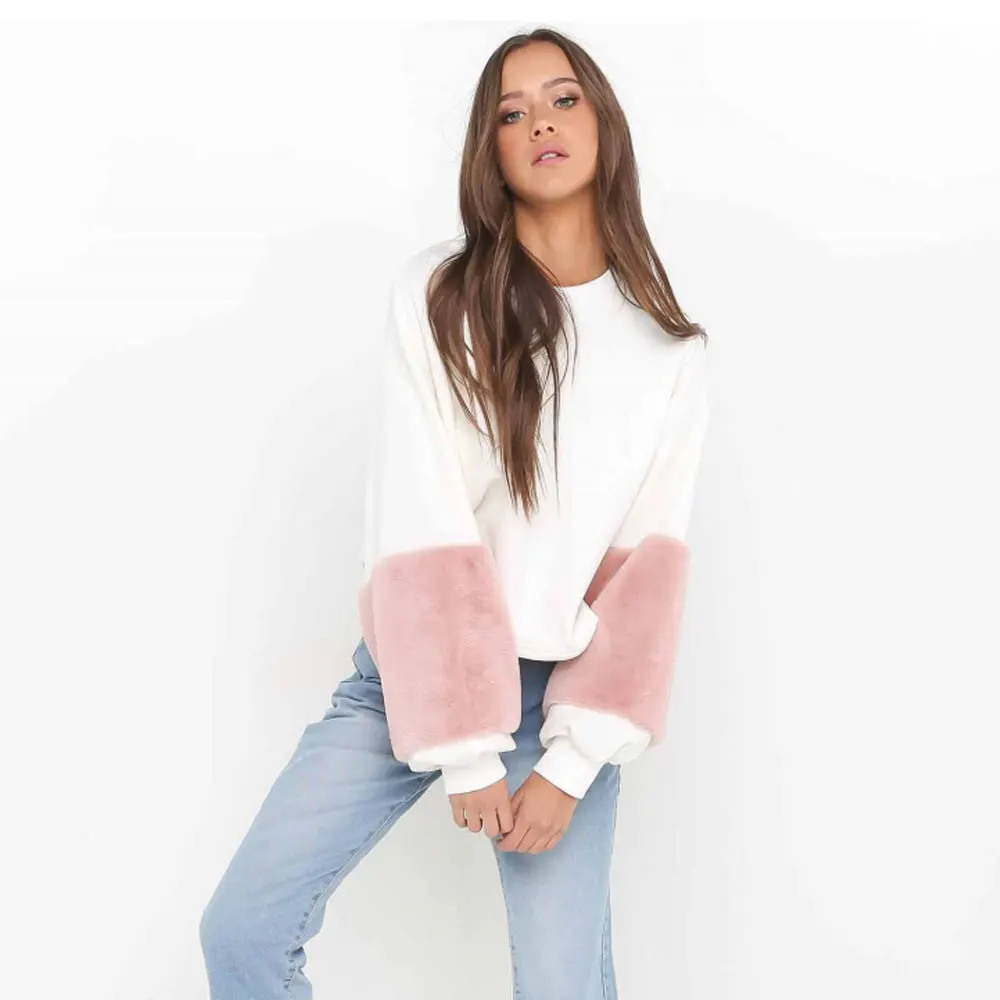 
Womens Plush Long Sleeve Sweater Wholesale Pullover Crop Tops Hoodies Sweatshirt Jumper 