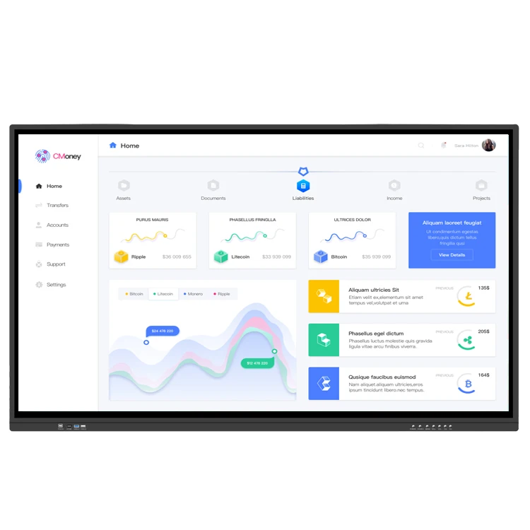 Pen or finger multi touch panel lcd display classroom electronic portable interactive smart board for school
