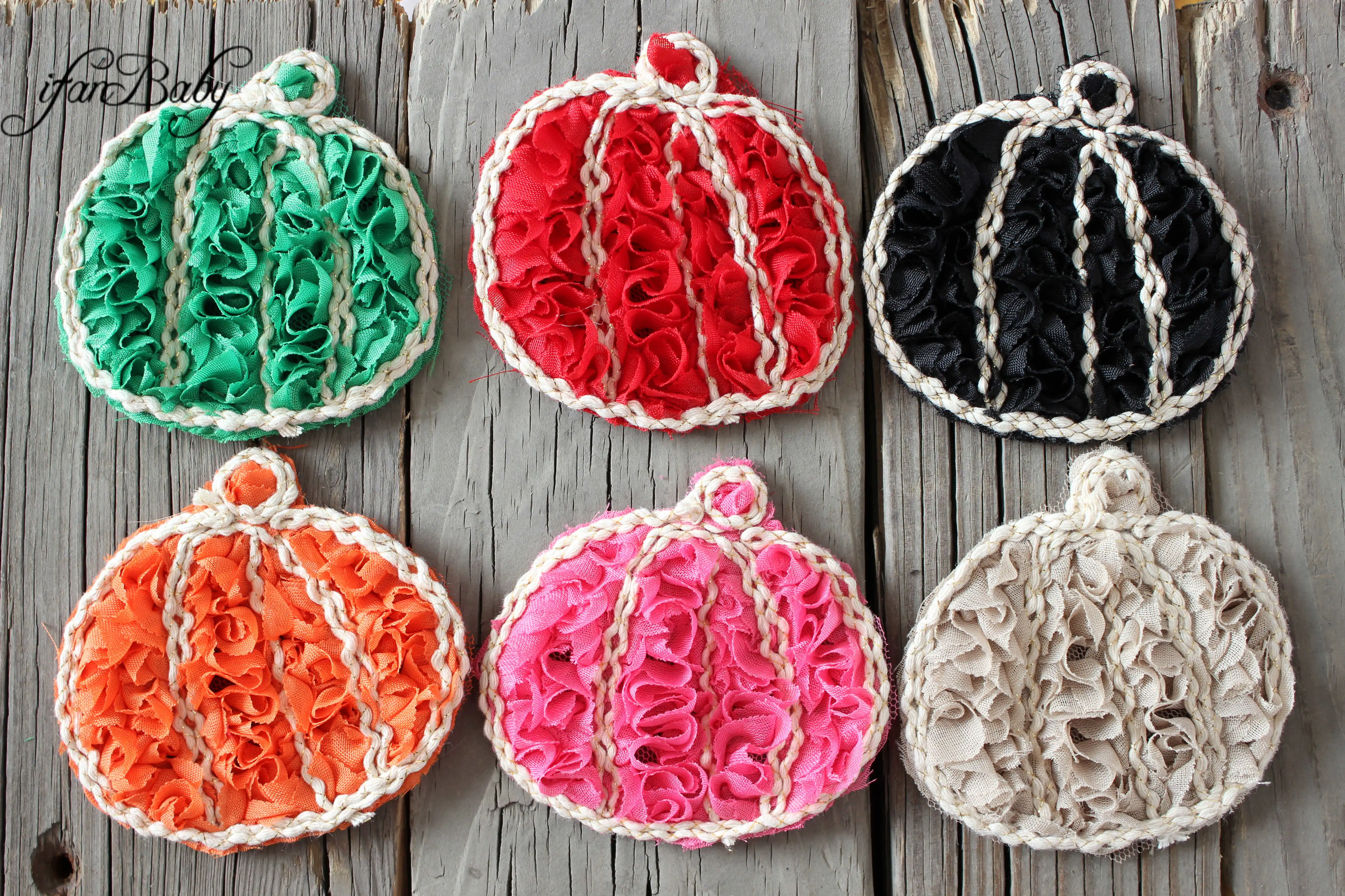 3'Halloween Shabby Flower Trim Pumpkin Flower Trims Rose Chiffon Flower