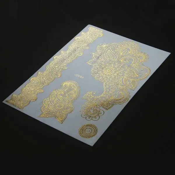 Free Samples  Party Supplies Custom Gold Temporary Gold Metallic Tattoo Sticker Waterproof Gold Tattoo Stickers