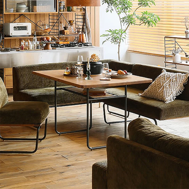2023 New Japanese Modern Tiny Home Furniture Corduroy Dining Chair And Bench Sofa