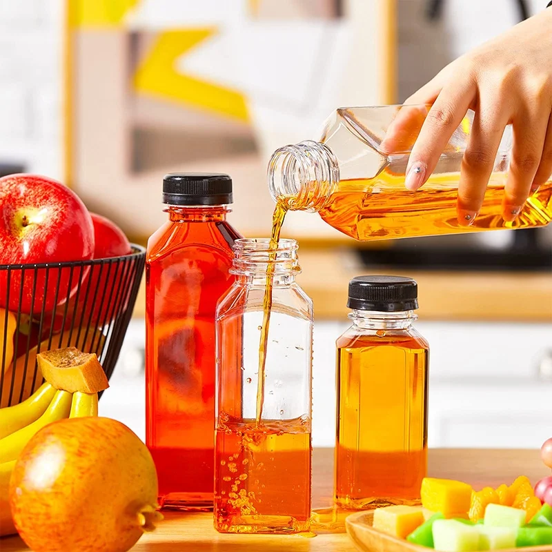 NH H  Sale Square Beverage 8oz 12oz 16oz Juice Bottle With Alu Plastic  Cap 350ml 500ml Plastic Beverage Bottles