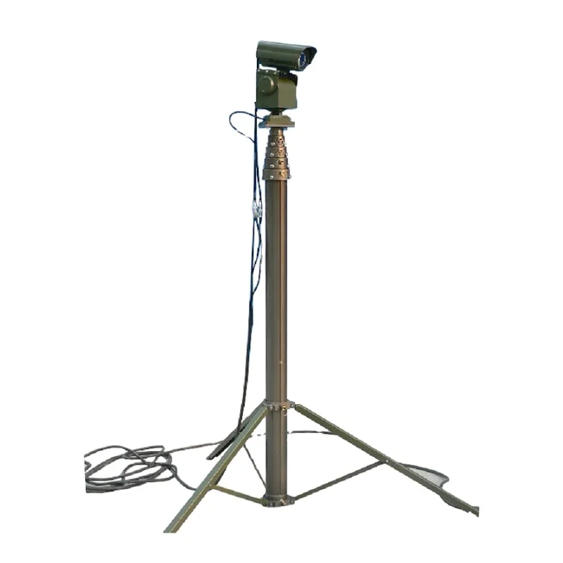 Military surveillance trailer mounted manual winch telescopic mast for monitor