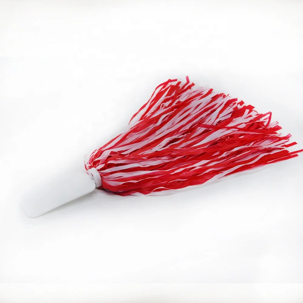 Cheer squad pompoms cheerleading rooter poms for cheering blue white cheer shakers with logo on flat handle poms