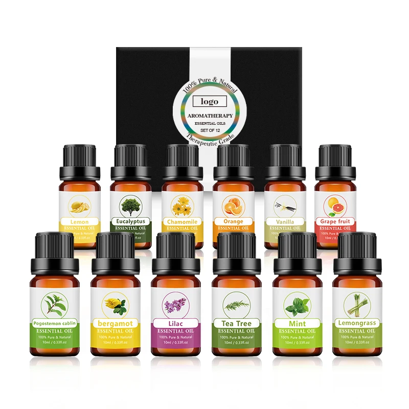Manufacturers Stock Private Label Bulk Gift Set 10ml*12 Aromatherapy 100% Pure Natural Organic Essential Oil