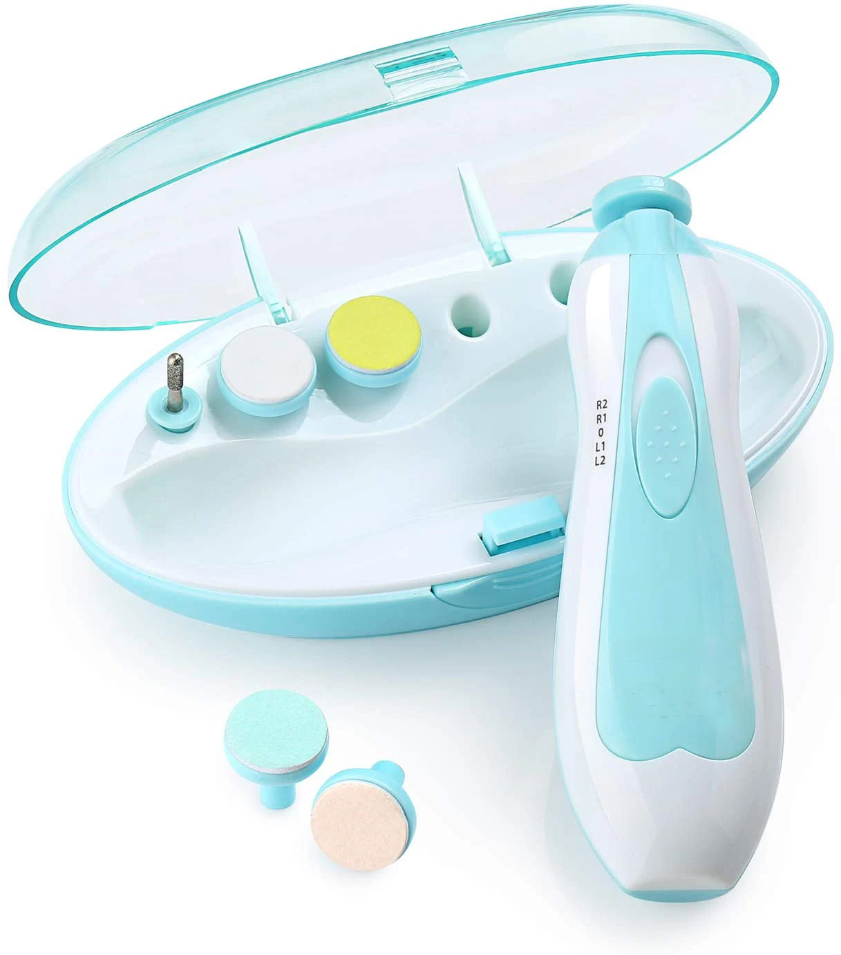 
2021 Amazon Hot Sell Custom logo and Box Electric Nail Trimmer Clipper Set for finger Baby Nail Clipper with Light 