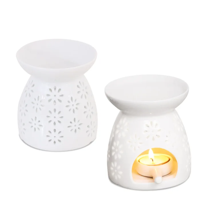 Porcelain White ceramic tealight candle holder aroma essential oil burner scented Diffuser for home bedroom