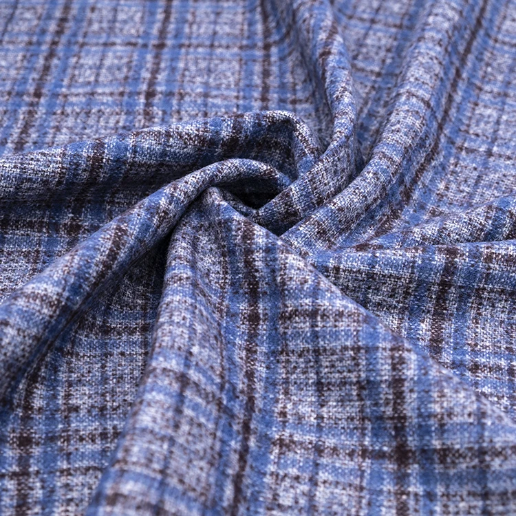 
Wholesale custom circle yarn tweed checked wool polyester blend plaid alpaca wool fabric for jackets 