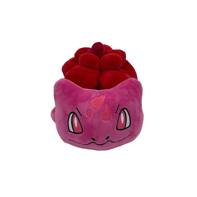 Wholesale Kawaii Anime Plush Toys Cartoon Rose Pink Rose Flower Bulbasaur Christmas Gift For Kids Plush Toys