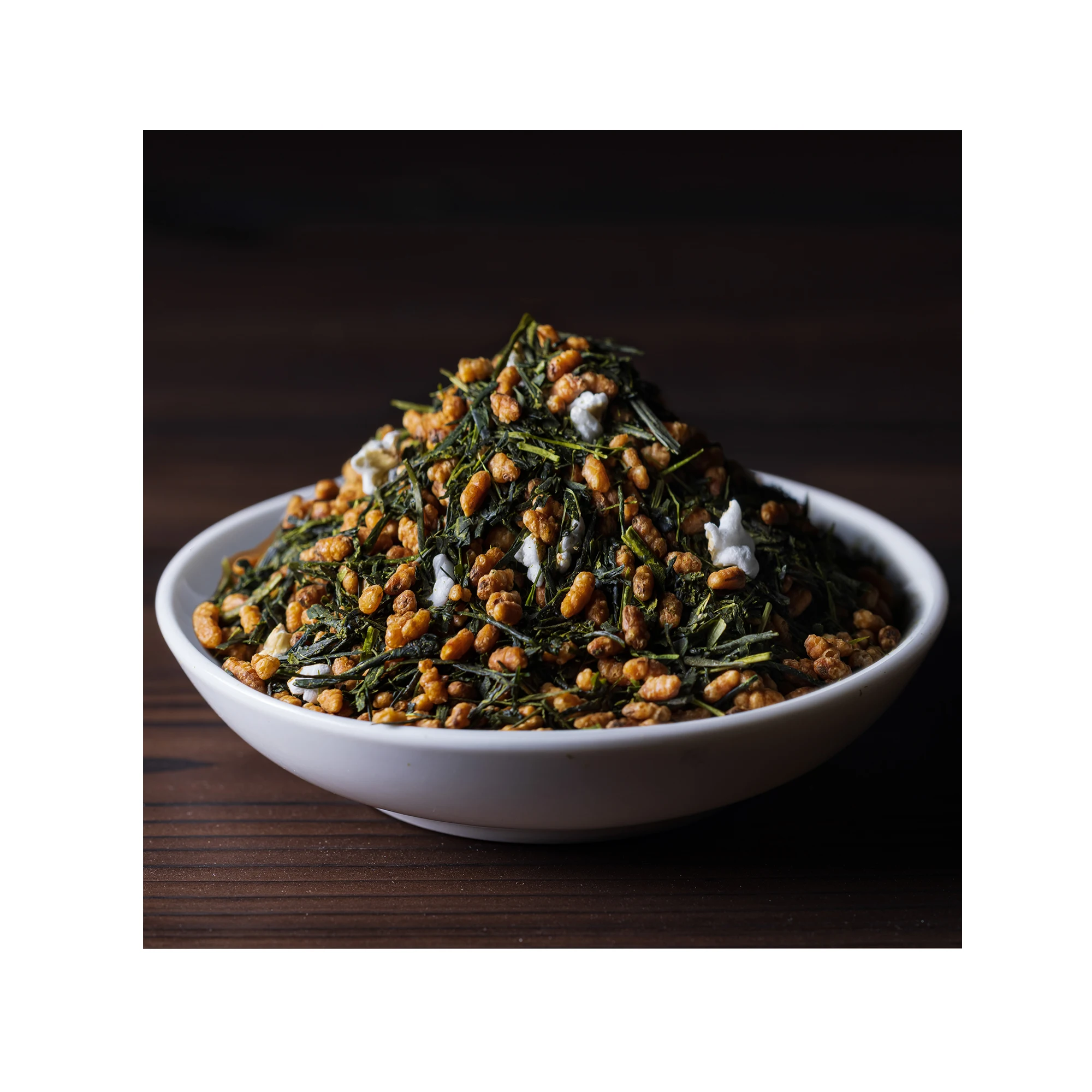 Mountain grown Genmai cha dark organic leaf green tea  type