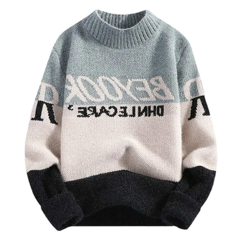 Half high collar mink sweater youth Korean version fashionable jacquard knit sweater