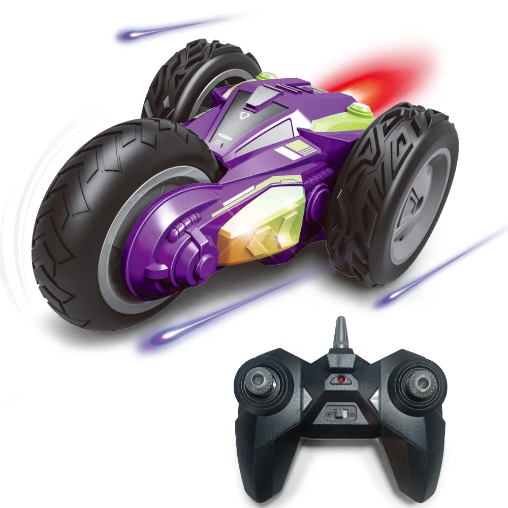HW Hot 2.4Ghz Remote Control Toys Double-sided Driving Auto Demonstration 360 Degree 3 Wheels RC Stunt Car for kids