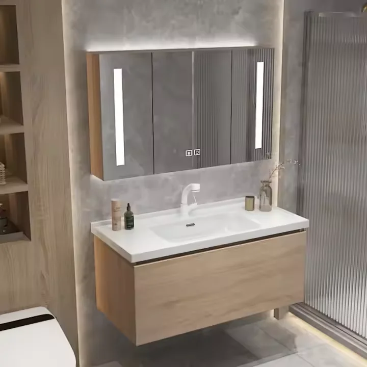 2024 Popular Style Modern Wash Basin With With Mirror and Mounted Vanity Factory Sal