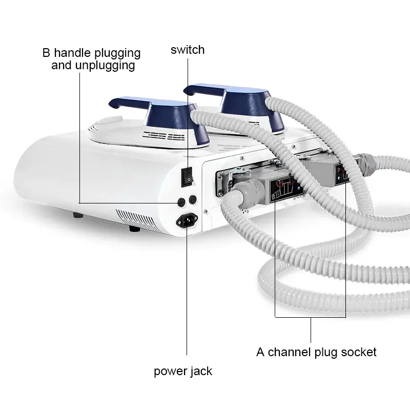 Portable 2 handles slimming electro magnetic muscle stimulation 2 Handles mini EMS machine home use muscle building stimulator