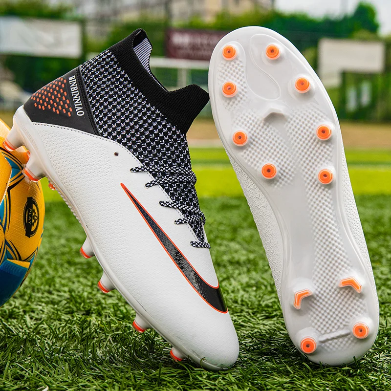 Plus Big Size 36-49 High Ankle Sneakers Men FG Soccer Shoes Kids Outdoor Cleats Long Spikes Profession Chaussure Football Shoes