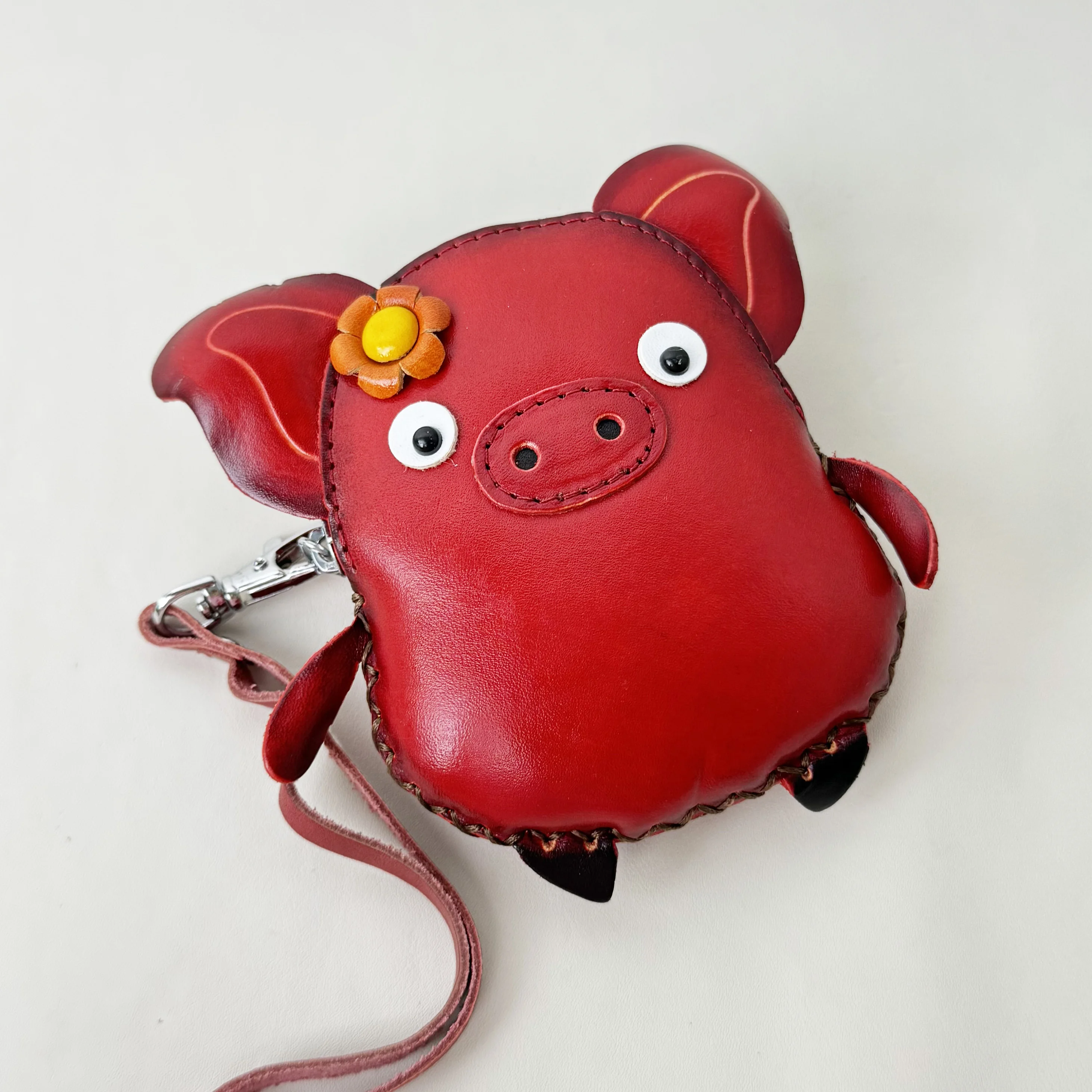 CP-026 pig  Animal Carton Vintage Cowhide Leather Gift Handmade cute Coin Purse