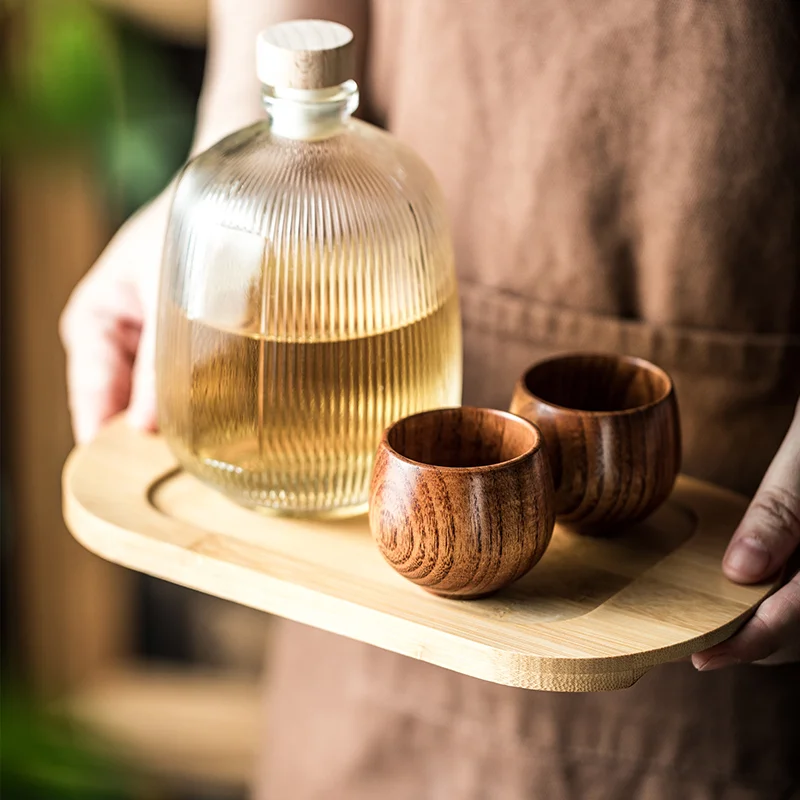 Factory Direct Custom Logo Vintage Wood Grain Big Belly Tea Cups and Saucers Premium Wooden Coffee Mug