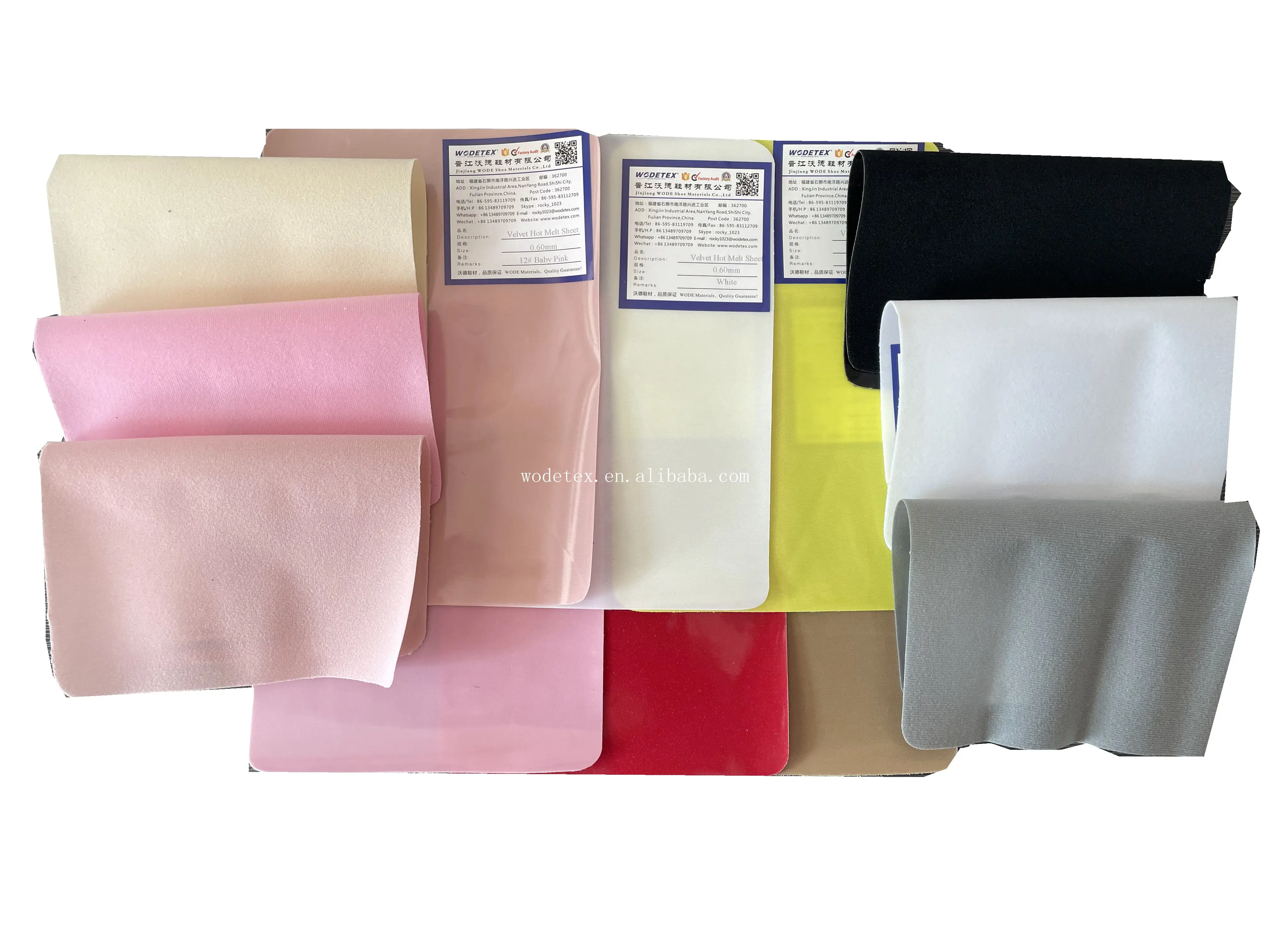 Velvet Fabric Label Adhesive Velvet Hot Melt Sheet Self Adhesive Velvet Hot Melt Film for Shoes Materials