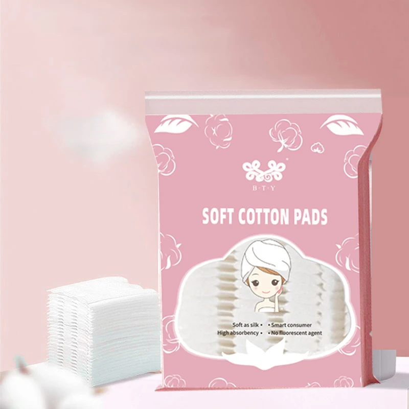 Environmental Friendly Disposable Round Two Way Facial Cleaning OEM Square Lint Free Nail Make-up Removal Cotton Pads for Tone