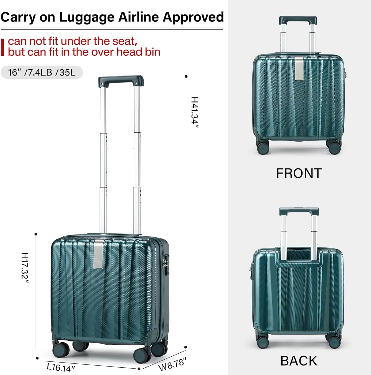 Hanke small trolley case 16 inch boarding universal wheel suitcase cabin business travel luggage bag