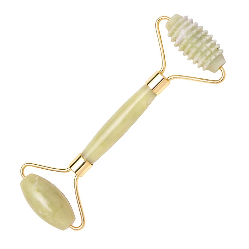 Double Sided Facial Jade Roller High Quality Real Wrinkles Reducing Massage Roller for Face 100% Natural Jade Face Neck Body