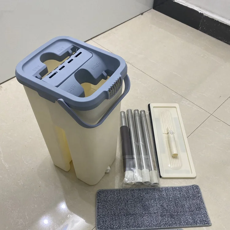 2021 Hot Sale Flat Floor Mop and Bucket Sets Microfiber Mop Flat with Squeeze Bucket