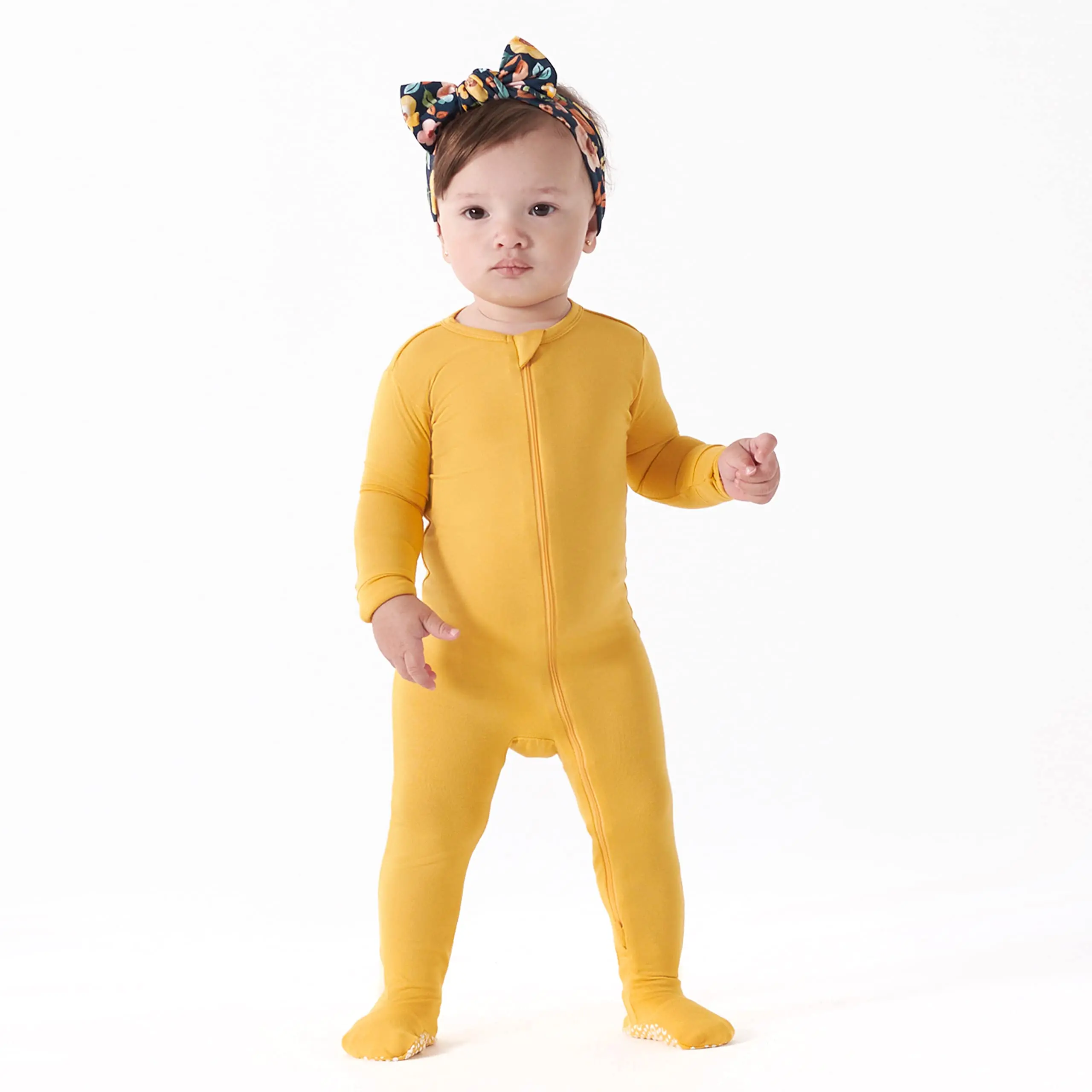 New Factory Newborn Baby Clothes Clothing Natural Fabric Plain Solid Long Sleeves 100% Bamboo Footie Zipper Baby Pajamas