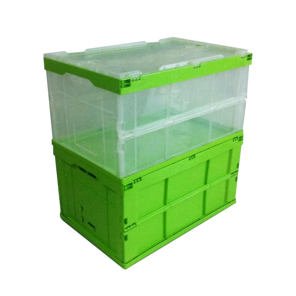 60L/Folding Crates/ Foldable/ Stackable/Save Space and Freight Cost/Solid/With Lid/100% Virgin PP/100% Recyclable/Made in China
