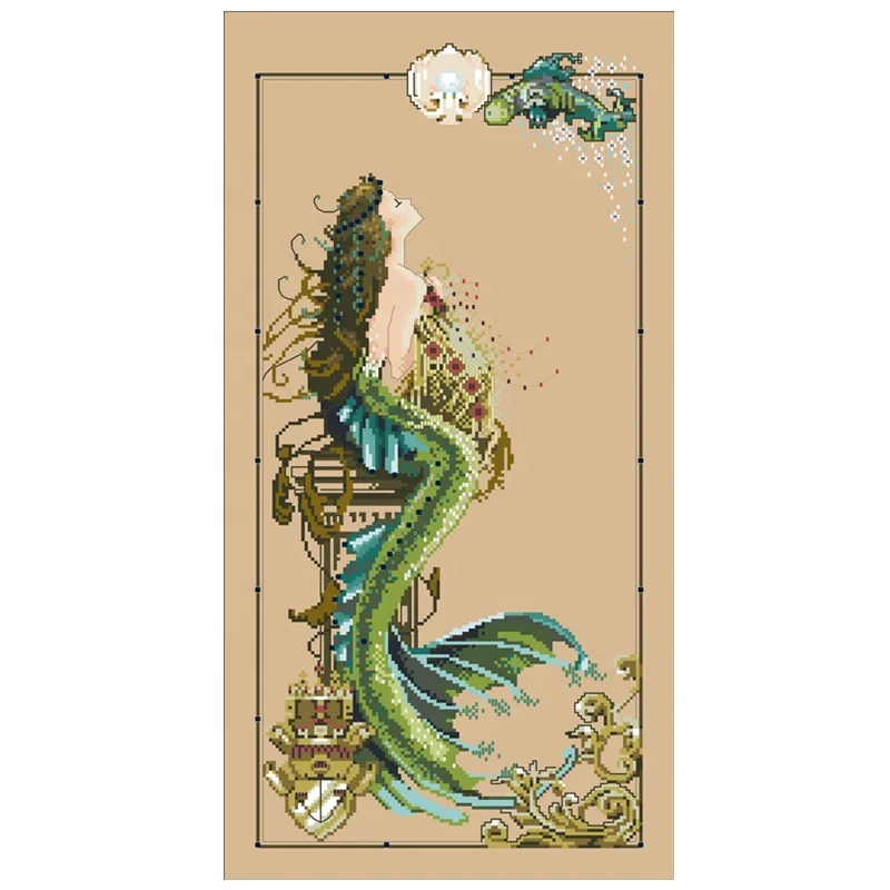 
DPR201 Mermaid of Atlantis cross stitch kit counted pattern diy embroidery set wall decor 