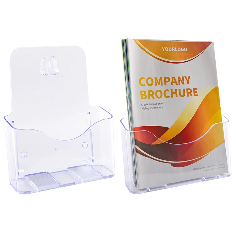 A5 Acrylic literature holder 1 tier catalog display rack wall mounted Plastic Brochure Holder