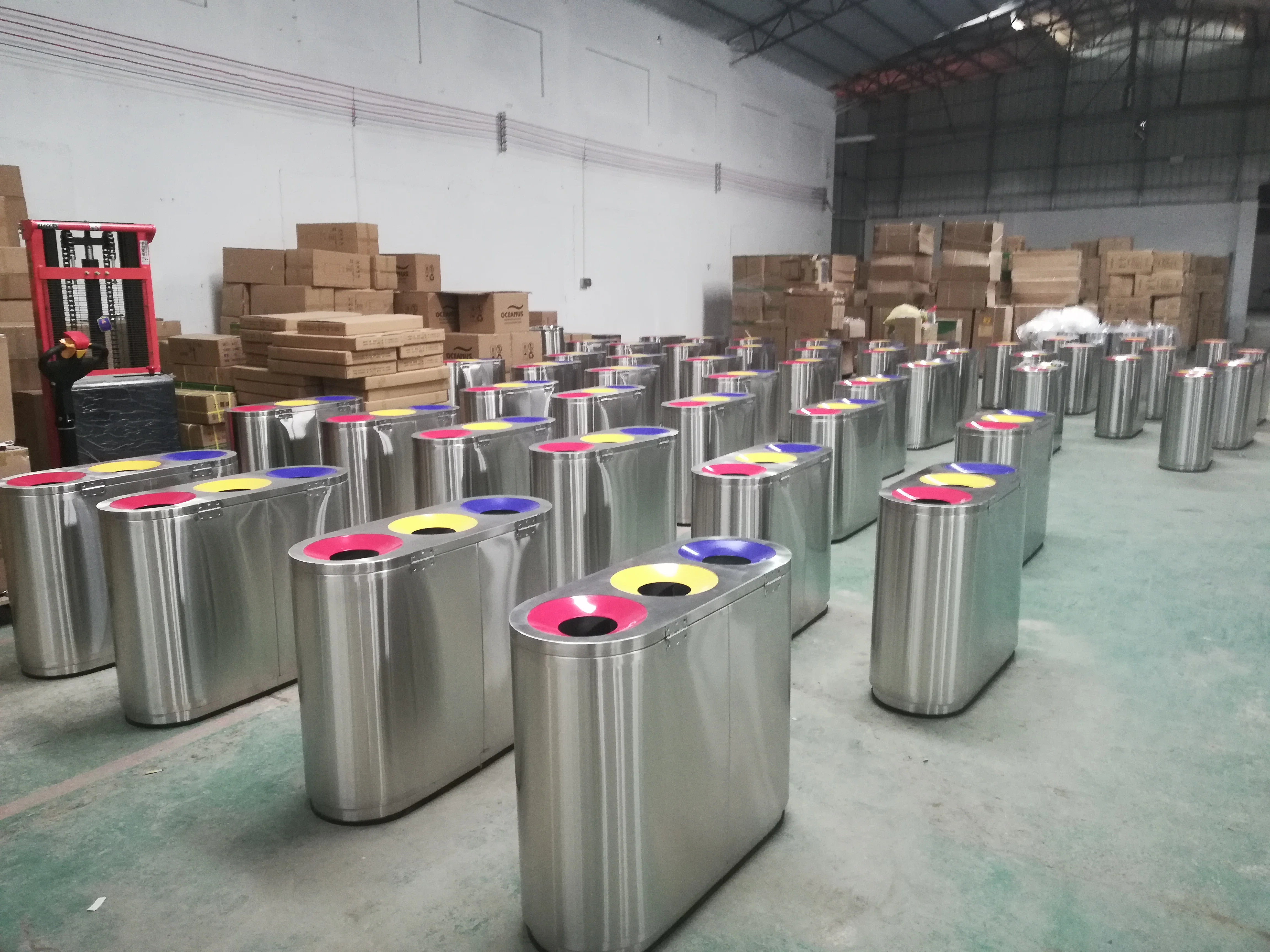 stainless steel recycling metal waste basket garbage office medical dust box commercial 96 gallon 80 liter trash can top