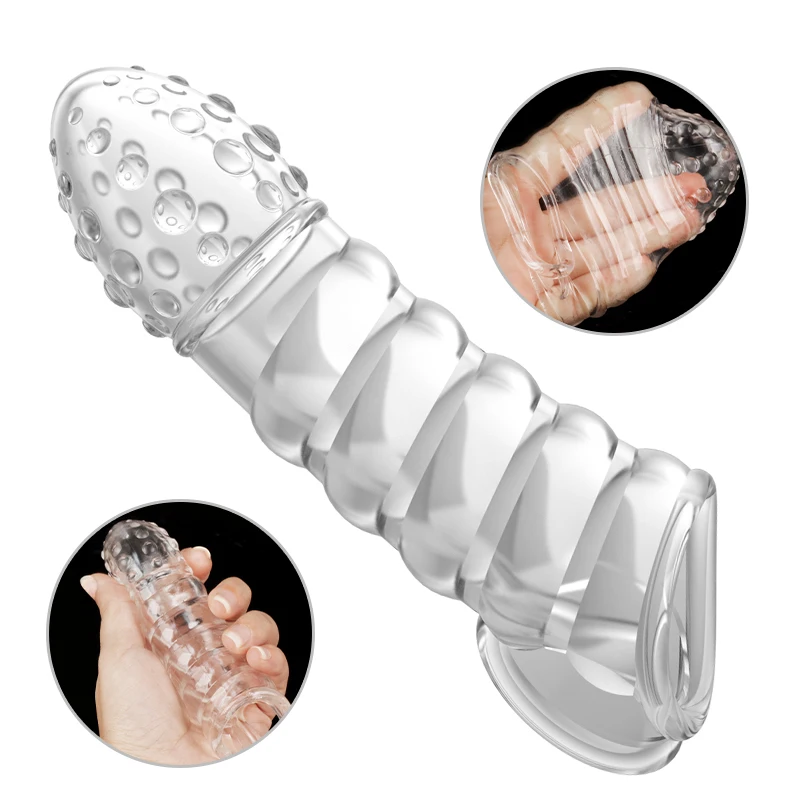 Reusable Penis Sleeve Extender Clear Extension Cock Enlarger Condom Sheath Delay Ejaculation Toys for men