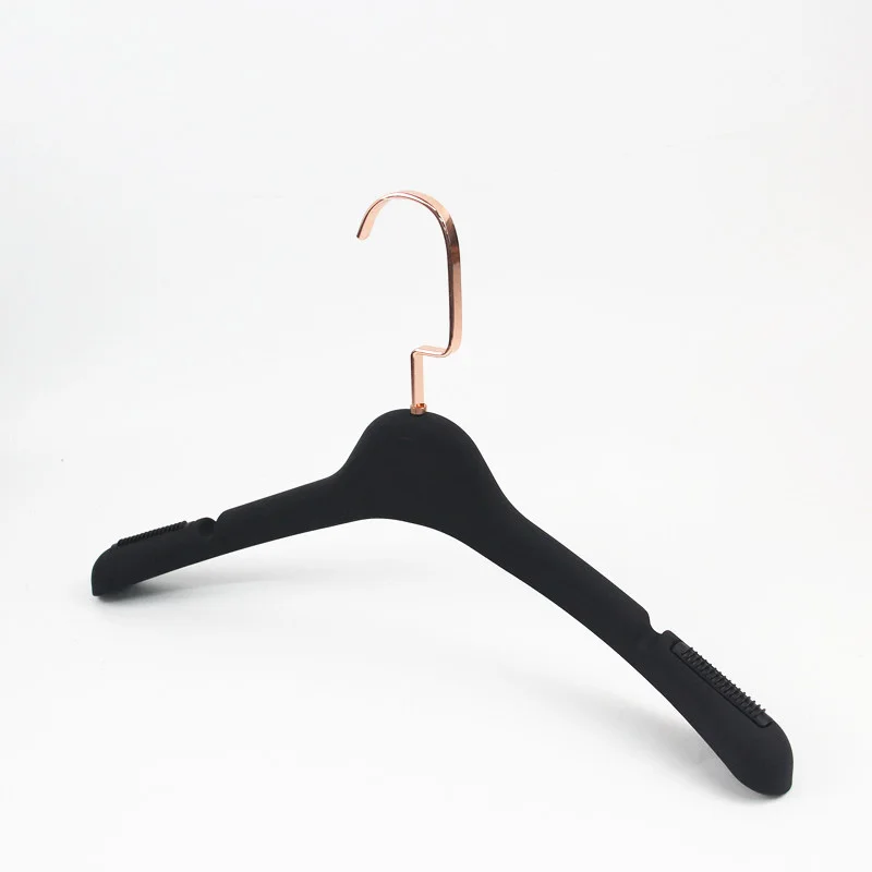 rubber coated plastic top hanger pant hanger with rose gold hook