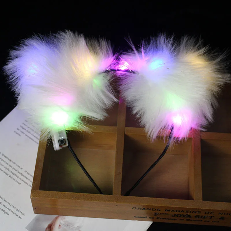 RTS Animal Cute Cat Ears Led Headband Kawaii Anime Hair Hoop Halloween Cosplay Party Costume Hair Accessories