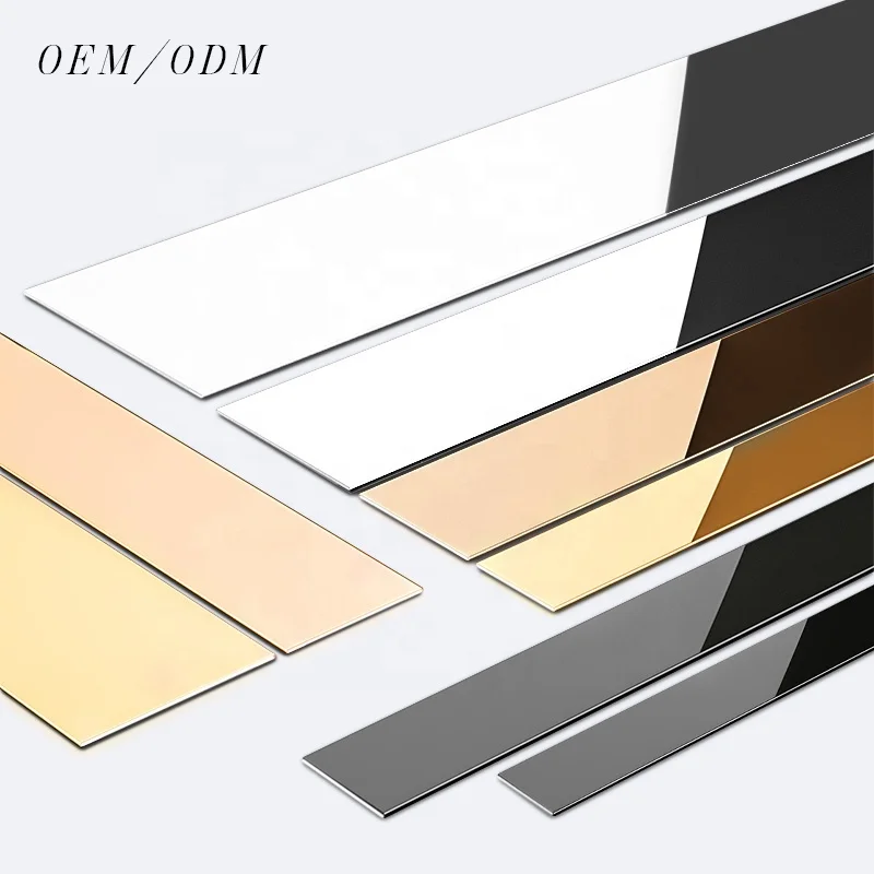 Custom Self Adhesive Brushed Stainless Steel Decorative Strips for Wood Wall Furniture Accessories Gold Edge Mirror