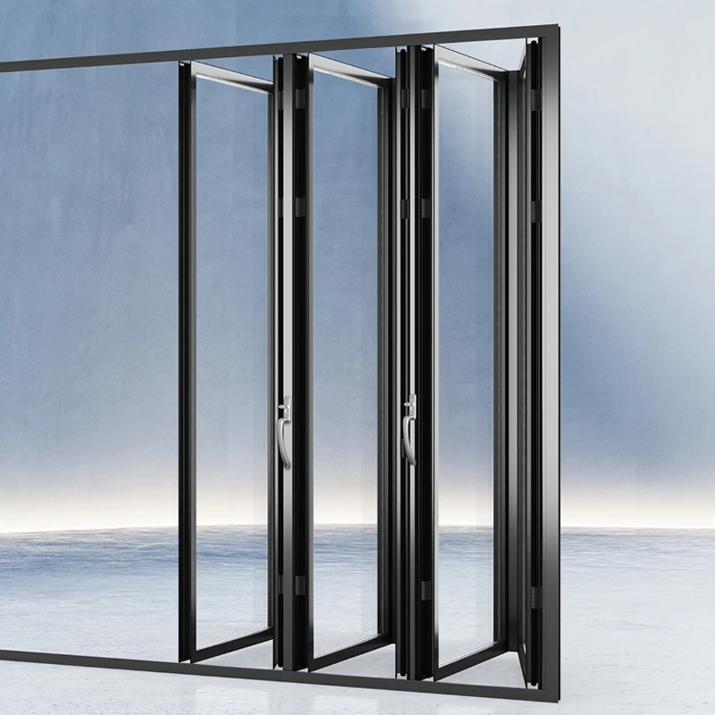 Promotion Hot Selling Aluminum Folding Patio Door For House Construction Bi-Folding Door Aluminum Glass Folding Door