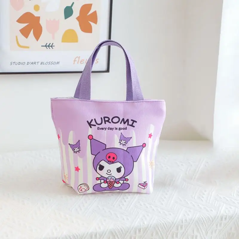 Hello Kt Cartoon Sanrioed Lunch Box Bag Kawaii Kuromi My Melody Cinnamoroll Pochacco Large Capacity Handbag Student Bag