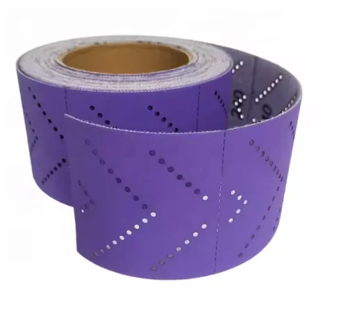 Multi-hole Ceramic Sandpaper Sheet Roll 12m Purple Hook And Loop Coated Sanding Sheet