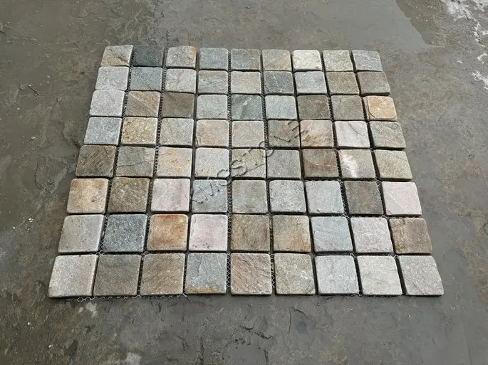 Modern Design Pattern Split Surface Slate Stone Mosaic Tile for Hotel Applications