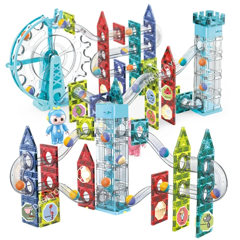 Hot Selling Plastic Advanced Technical Plastic Building Block For Kids,Stem Electronic Light Roll Ball  Magnetic Block Sticks