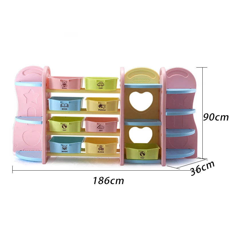 Custom High Quality Toy Cabinet Shelf Storage Plastic Toy Bin Organizer