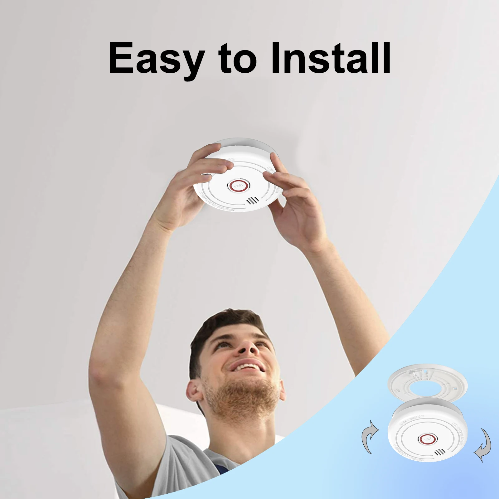 Small Home Fire Safety Alarm Safe Smoke Sensor Detector  Dc9v Battery Standalone En14604 Photoelectric Smoke Alarms