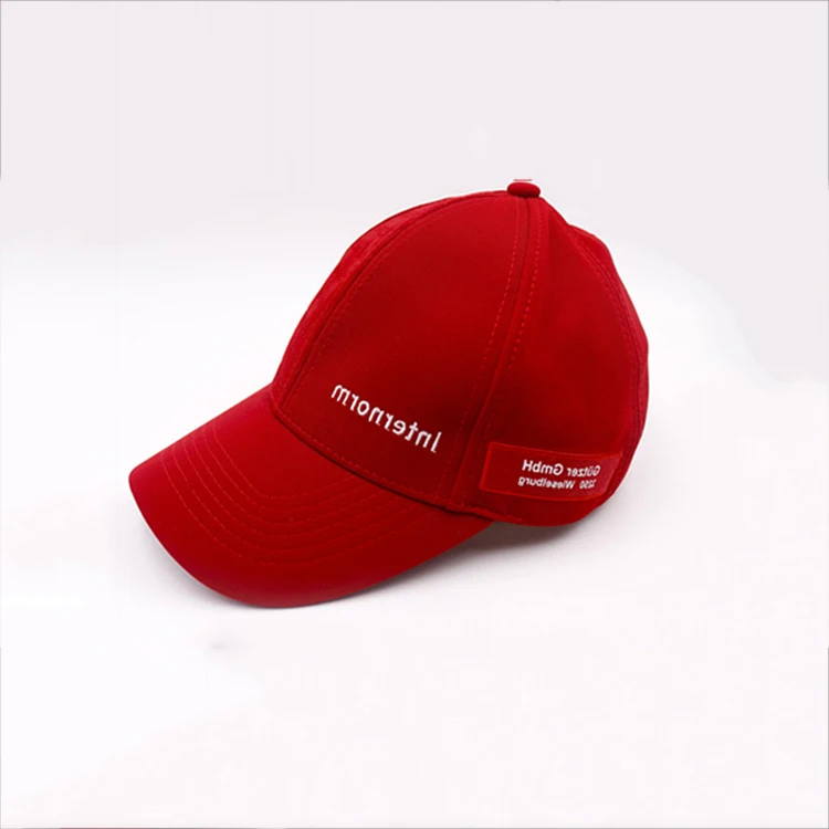 Custom Logo Promotion Plain Red Cotton Baseball Cap Hats 5-panel Ports Caps