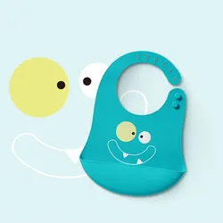 Водонепроницаемый милый мультяшный слюнявчик KUB в виде монстра, портативный Мягкий пищевой Платиновый силиконовый слюнявчик для младенцев с уловителем пищи