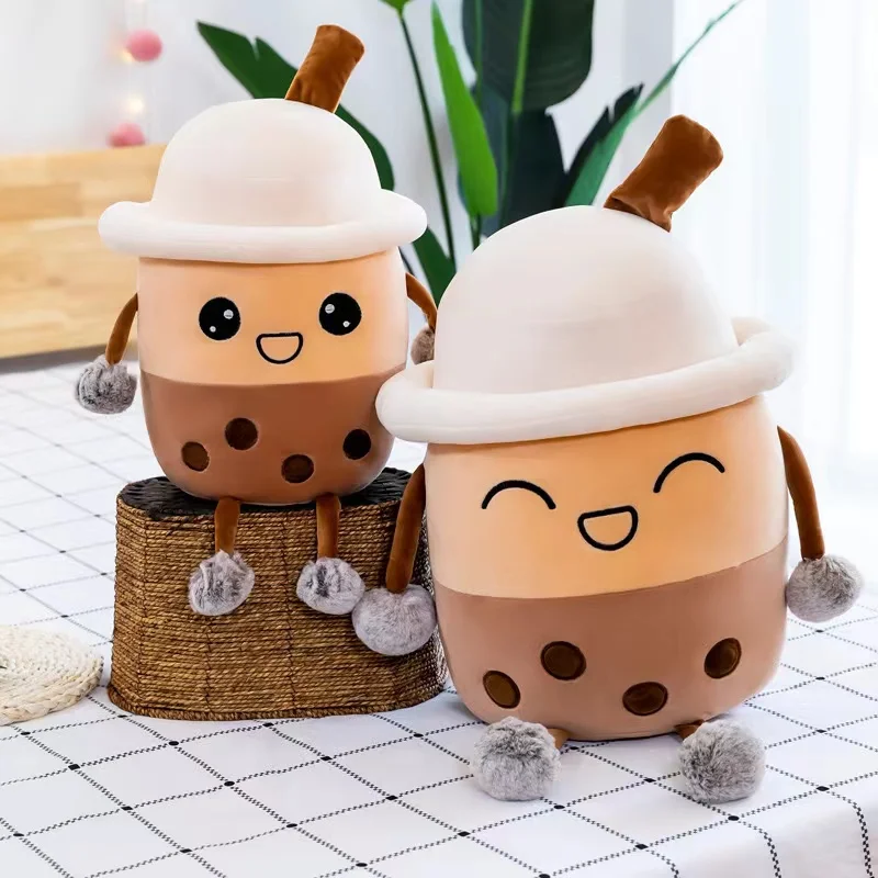 IN STOCK wholesale Smiley face peluche doll kawaii Cute Stuffed Pearl Cup Shape Toy Bubble Cartoon Milk Tea Boba Plush Toy