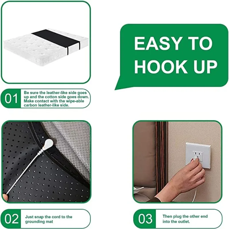 Antistatic ESD Eliminate Static Electricity Mat Earthing Grounding EMF Bed mat, Mattress for Better Sleep